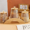 Multipurpose Borosilicate Gourd Storage Jar 3Pcs Set With Wood Stand