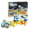 2 in 1  Car Adventure Light Music Electric Steering Wheel Mars Base Track With 6 Cars Traffic Toy Set