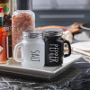 Salt and Pepper Shaker Set, Glass Black and White Shaker Set with Stainless Steel Lid (Black / White)