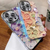 iPhone All Model Cover-Luxurious Glitter Lens Film Oil Painting Floral Phone Case