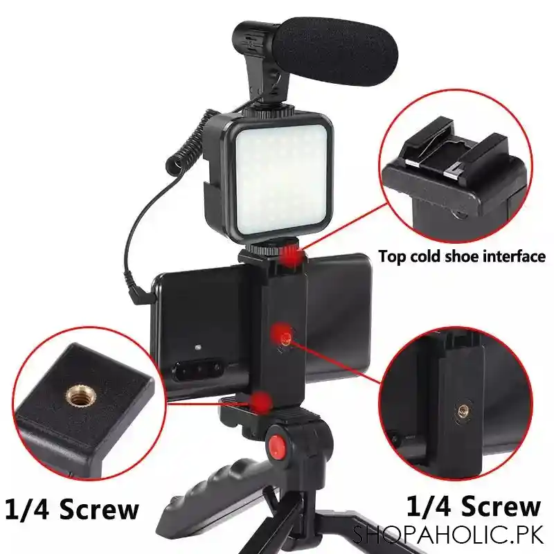 Smart Vlogging Kit with Microphone and LED Light