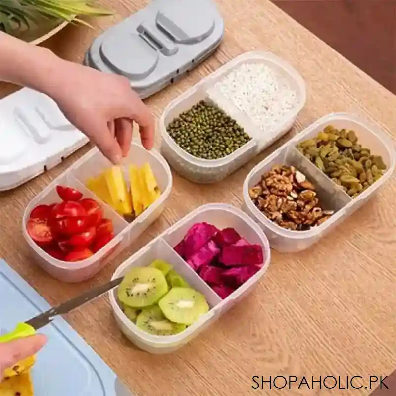 Splash Dual Slot Compartment Food Storage Box Container with Lids