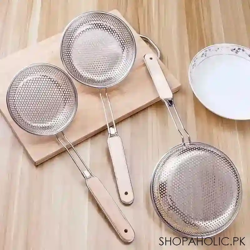 Stainless Steel Strainer Colander with Wooden Handle