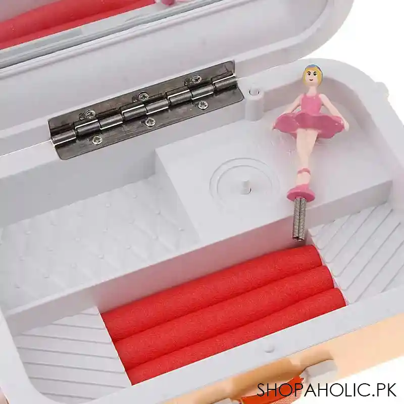 Suitcase Shaped Musical Ballerina Jewelry Storage Box with Mirror for Women