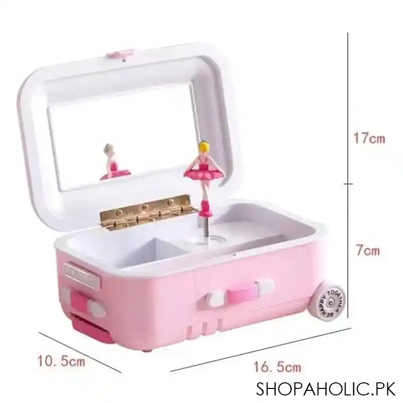 Suitcase Shaped Musical Ballerina Jewelry Storage Box with Mirror for Women