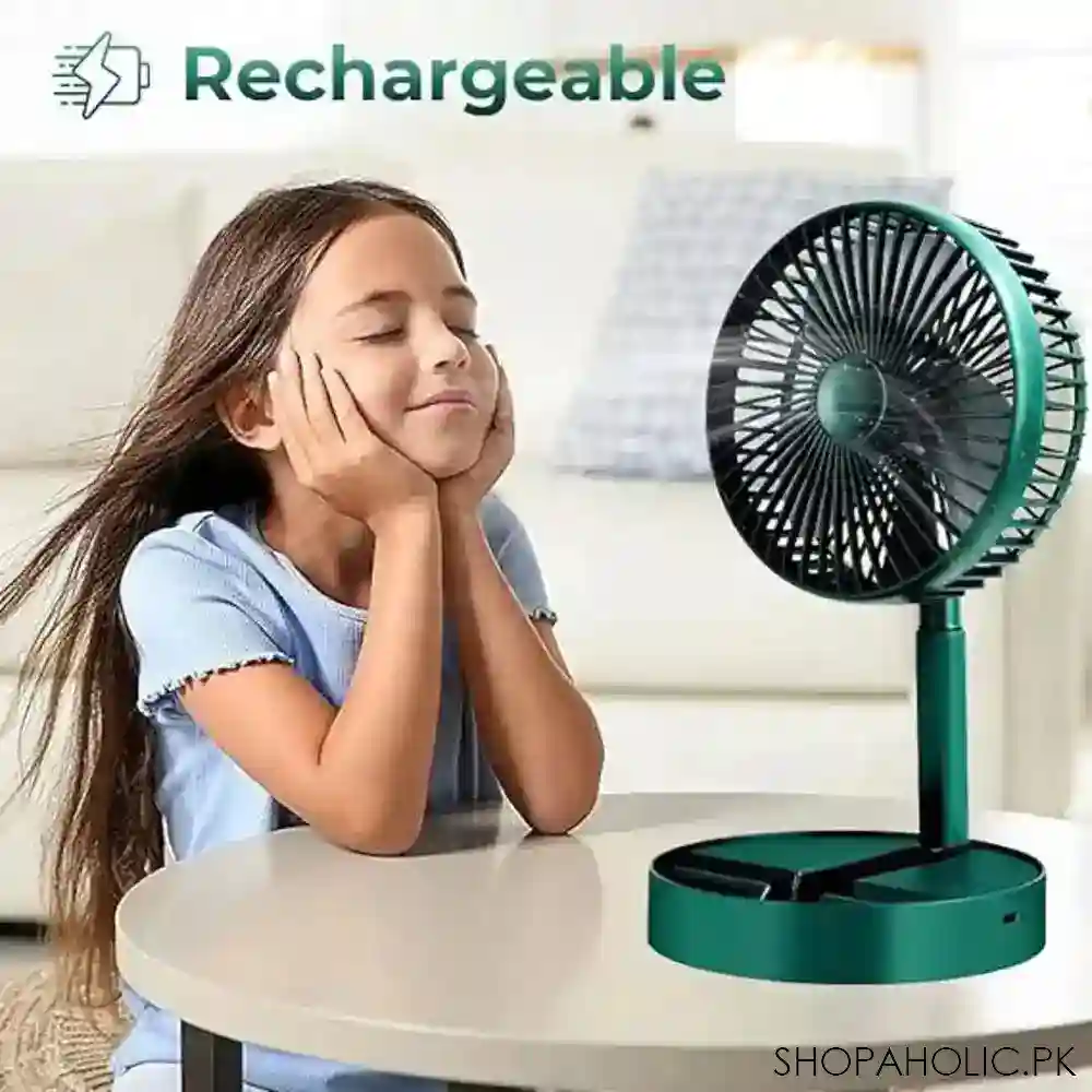 Telescopic Folding Rechargeable Desk Fan – Portable Adjustable Mini Table Fan