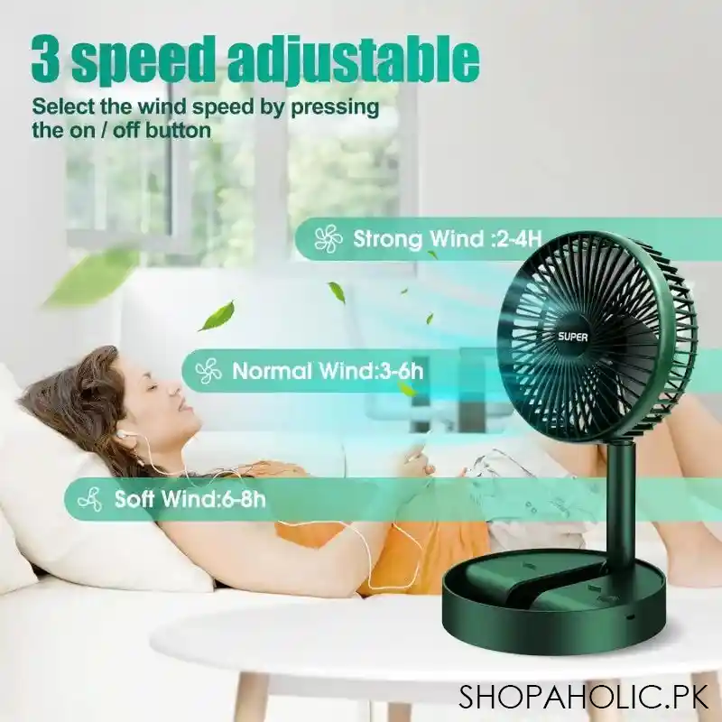 Telescopic Folding Rechargeable Desk Fan – Portable Adjustable Mini Table Fan