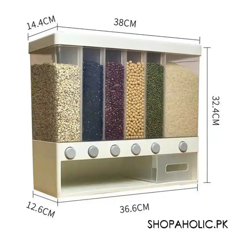 Wall Mounted 6 Grids Grain, Cereal and Rice Dispenser