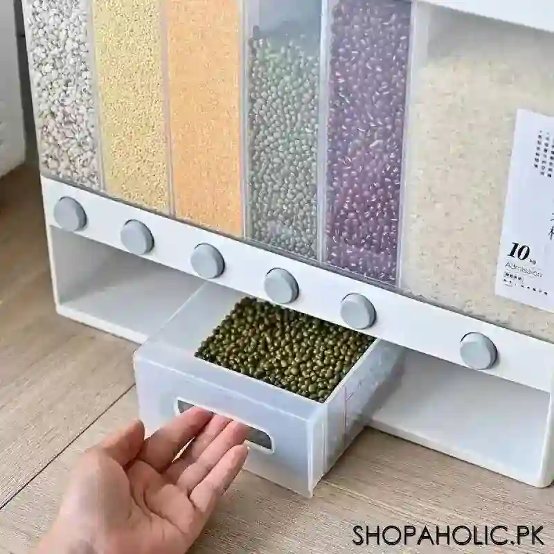 Wall Mounted 6 Grids Grain, Cereal and Rice Dispenser