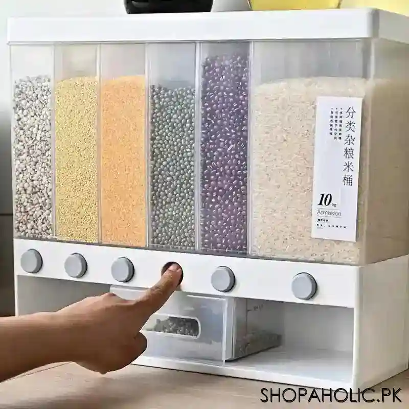 Wall Mounted 6 Grids Grain, Cereal and Rice Dispenser