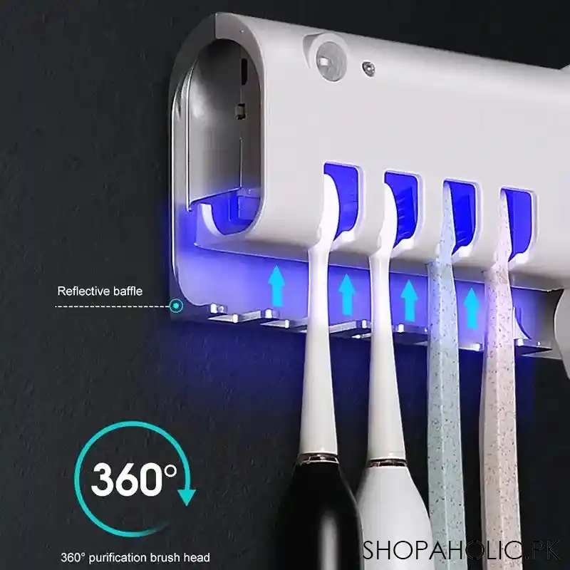Wall Mounted Automatic Smart UV Toothbrush Sterilizer and Toothpaste Dispenser