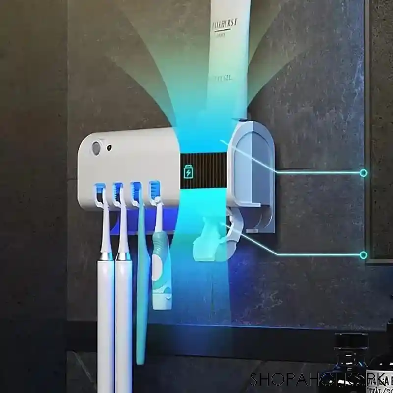 Wall Mounted Automatic Smart UV Toothbrush Sterilizer and Toothpaste Dispenser
