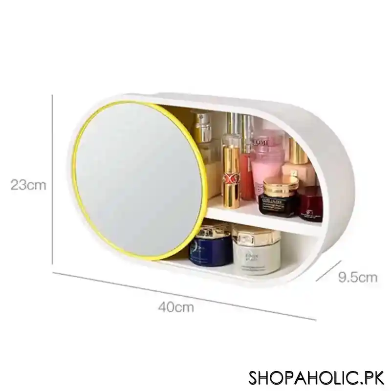 Wall Mounted Cosmetic Storage Organizer with Sliding Mirror