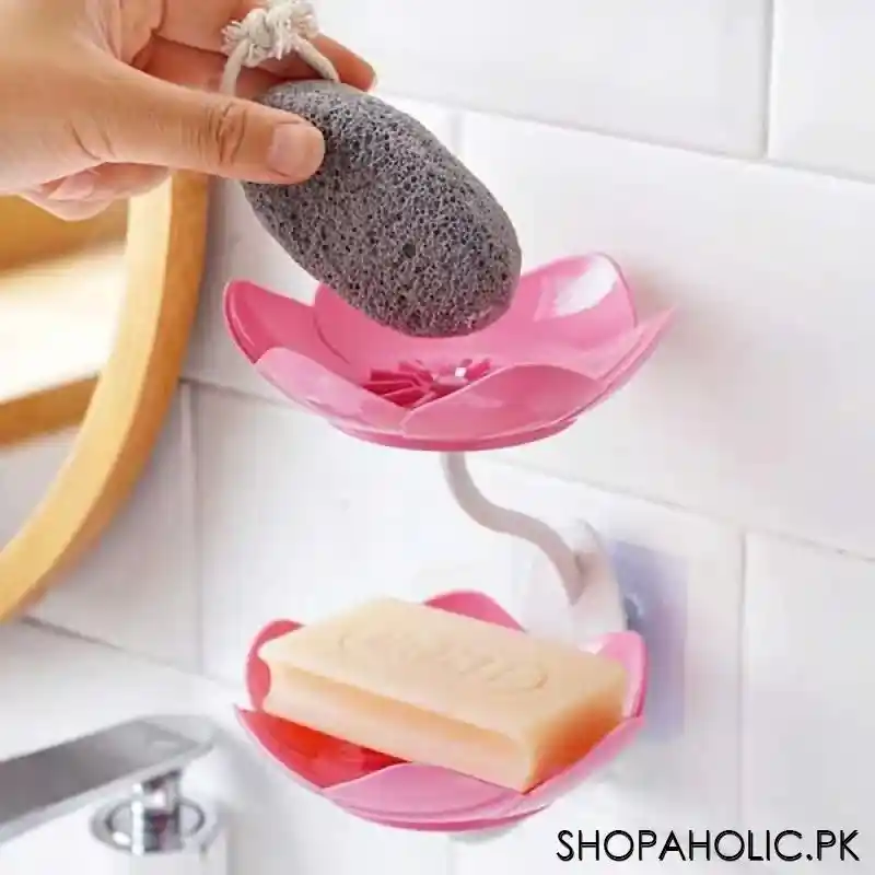 Wall Mounted Double Layer Lotus Flower Shaped Soap Holder