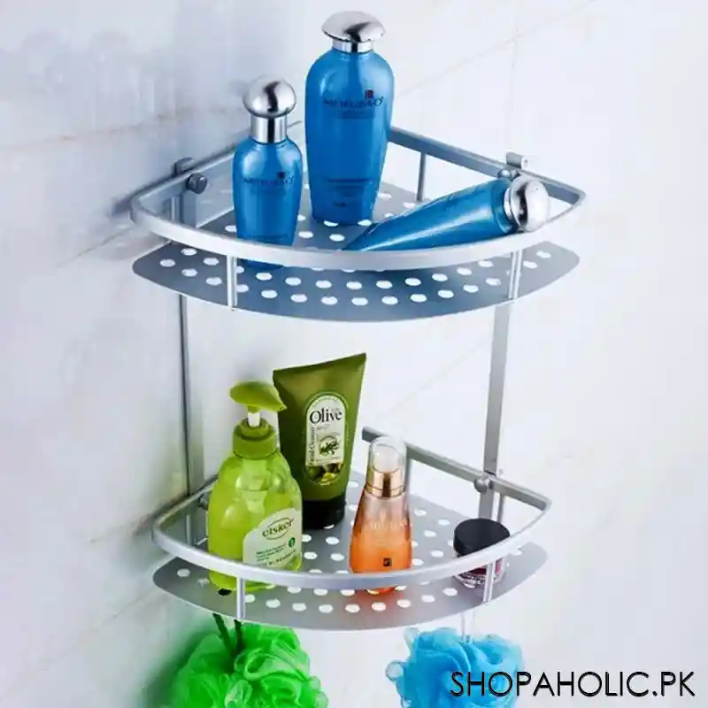 Wall Mounted Double Layer Triangle Aluminum Corner Rack for Bathroom