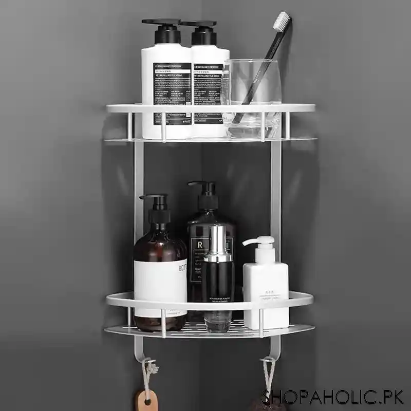 Wall Mounted Double Layer Triangle Aluminum Corner Rack for Bathroom