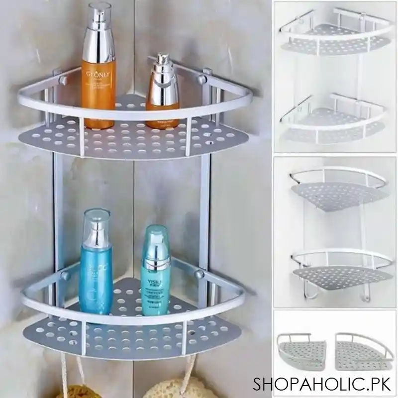 Wall Mounted Double Layer Triangle Aluminum Corner Rack for Bathroom