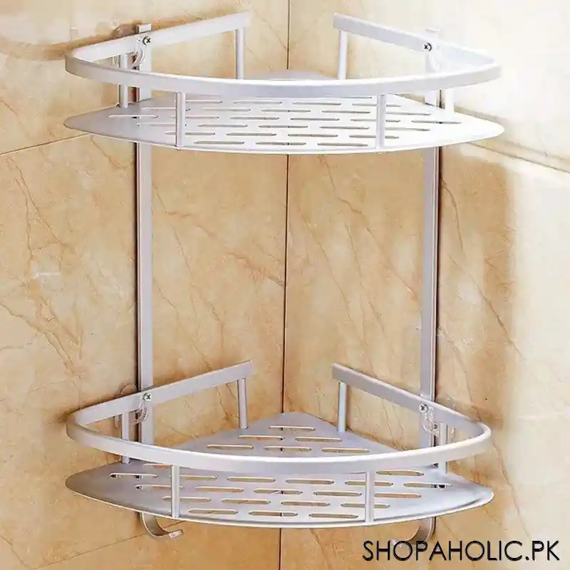 Wall Mounted Double Layer Triangle Aluminum Corner Rack for Bathroom
