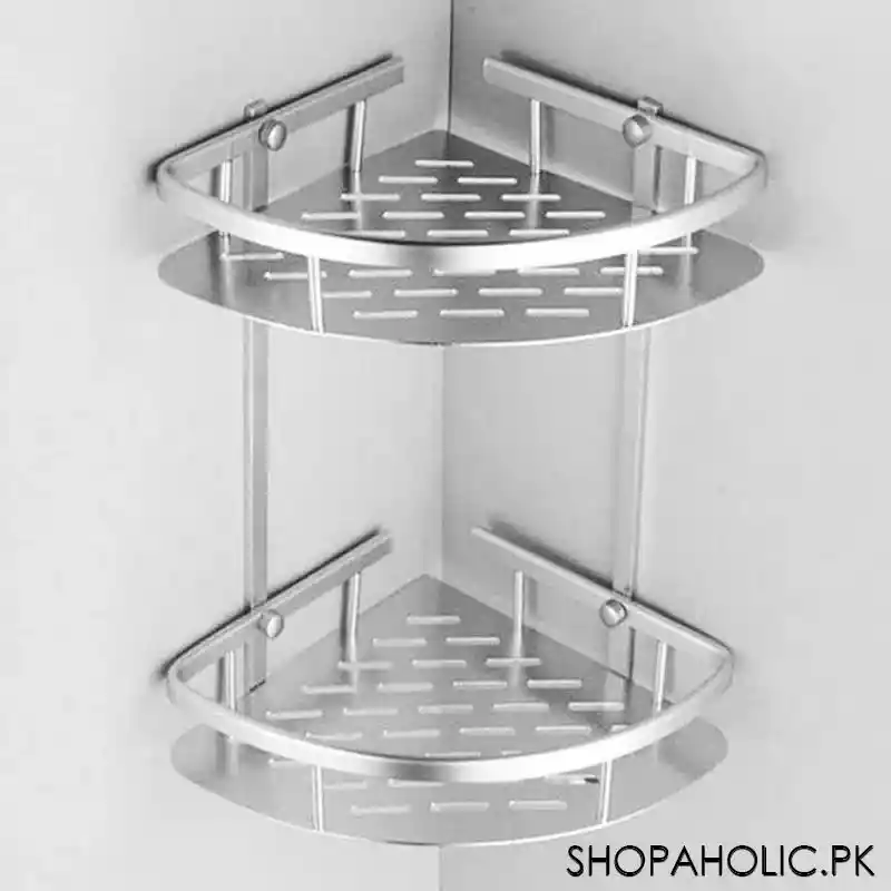 Wall Mounted Double Layer Triangle Aluminum Corner Rack for Bathroom