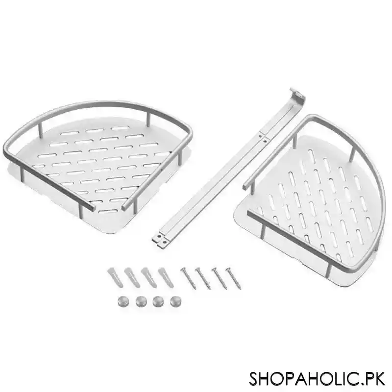 Wall Mounted Double Layer Triangle Aluminum Corner Rack for Bathroom