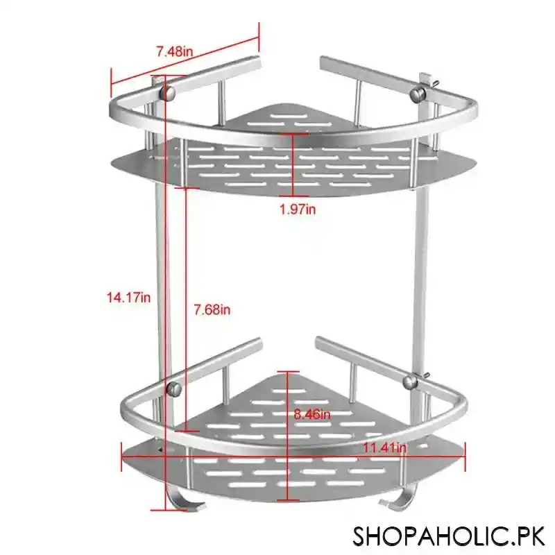 Wall Mounted Double Layer Triangle Aluminum Corner Rack for Bathroom