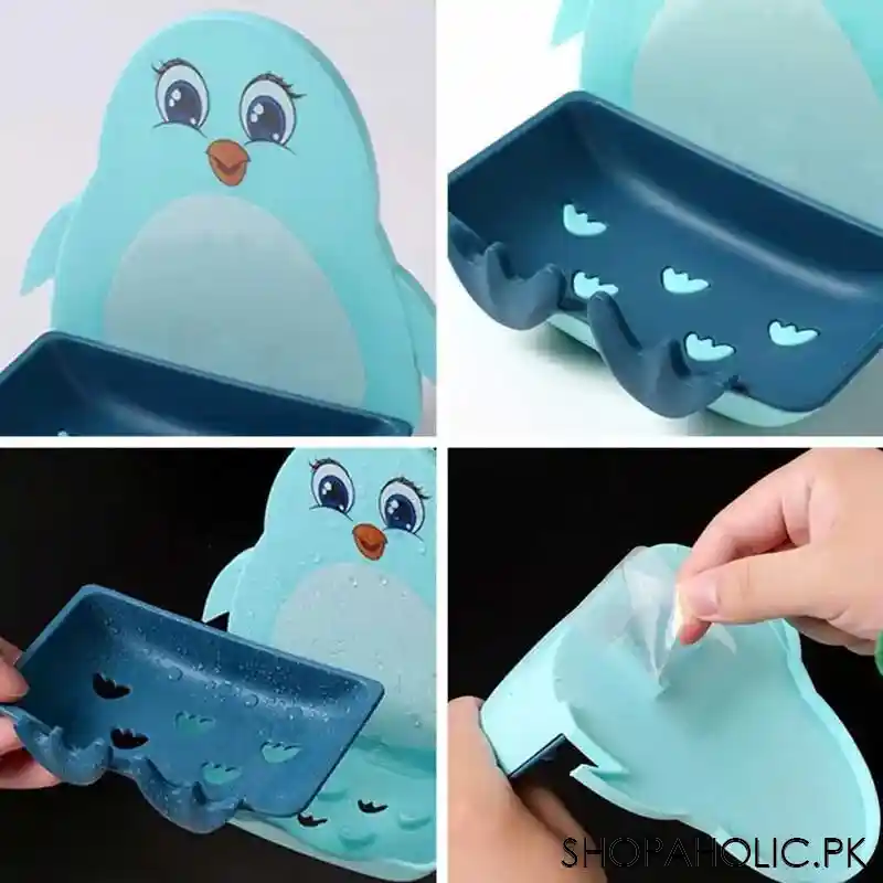 Wall Mounted Penguin Shape Soap Holder with Hook