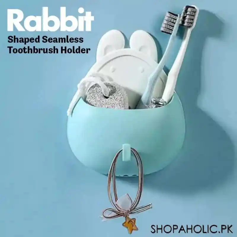 Wall Mounted Rabbit Shaped Toothbrush Holder Drain Storage Shelf with Hook