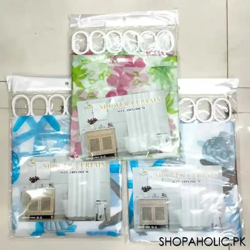 Waterproof Shower Curtain with Hooks (Random Design)