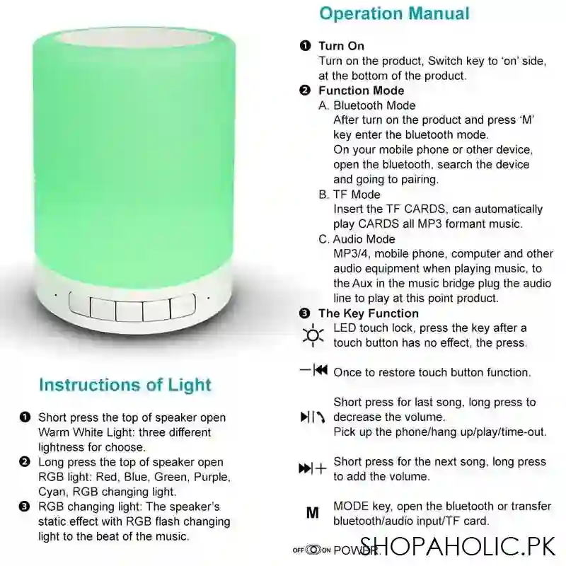 Wireless Bluetooth Speaker with Touch Lamp