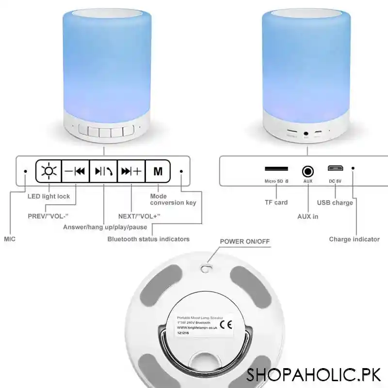 Wireless Bluetooth Speaker with Touch Lamp