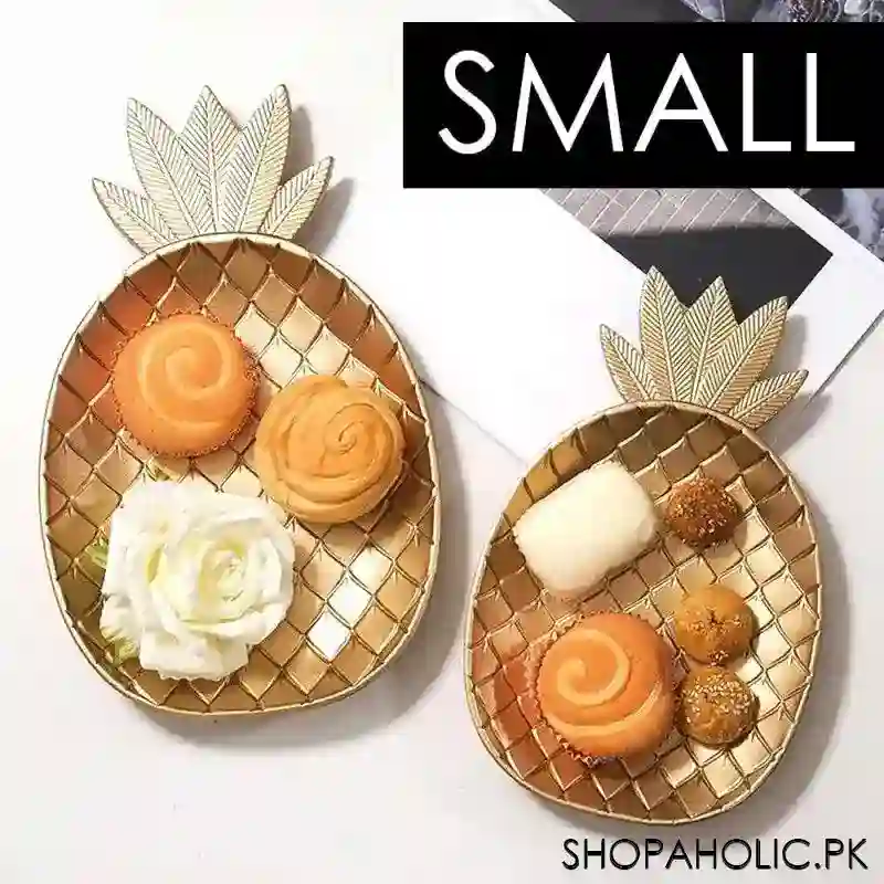 Wooden Pineapple Shape Golden Tray (Small)