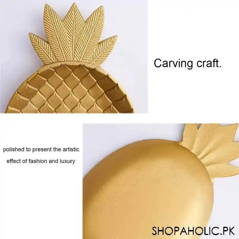 Wooden Pineapple Shape Golden Tray (Small)