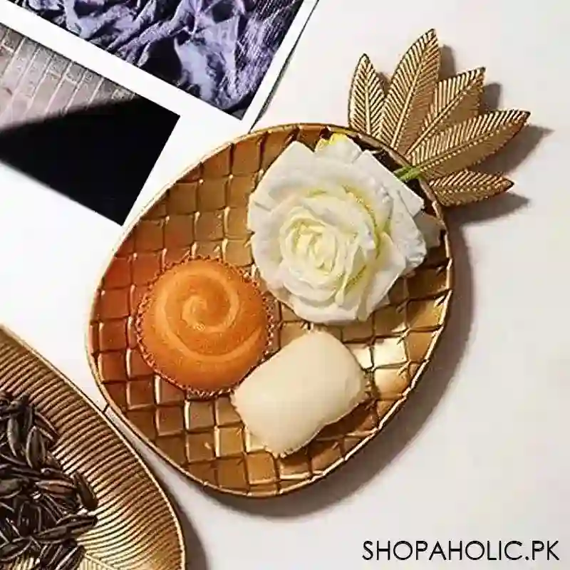 Wooden Pineapple Shape Golden Tray (Small)